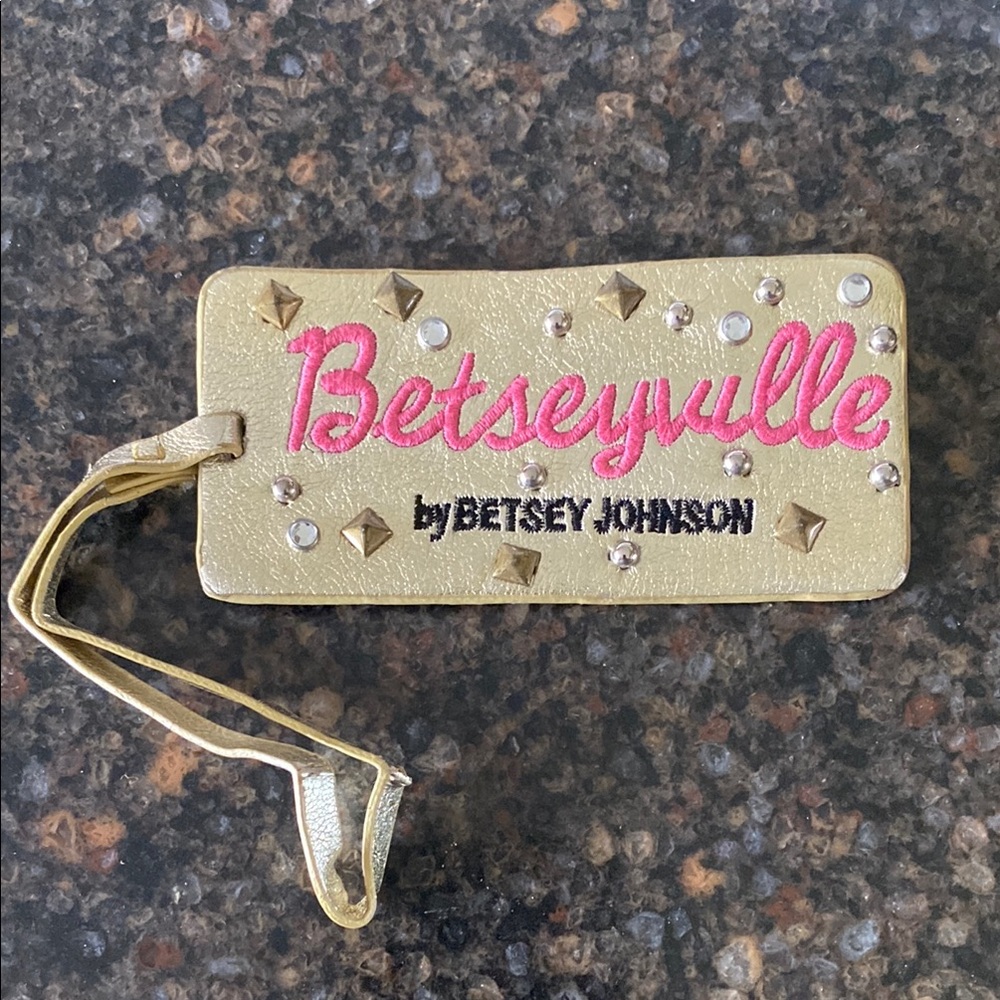 Betsey Johnson Betseyville Gold and Pink Purse or Luggage Tag